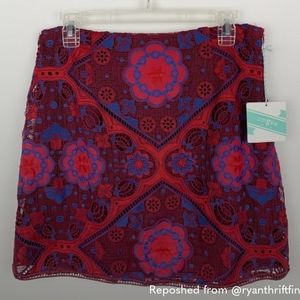 NWT Umgee Multi-Colored Lace Boho Mini Skirt